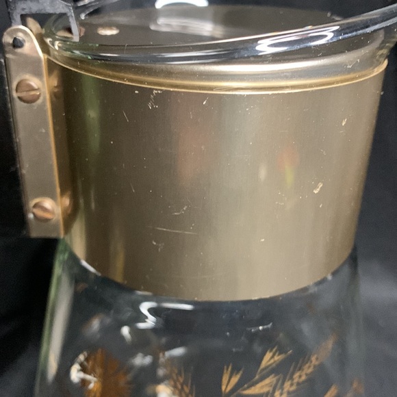 Vintage MCM David Douglas Flameproof coffee/tea carafe with gold wheat & flowers - Picture 4 of 9